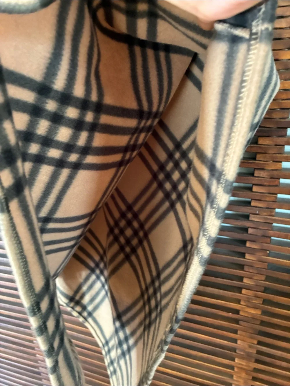 🎉NEW LISTING!🎉Le Moda Beige and Black Plaid Funnel Neck Poncho